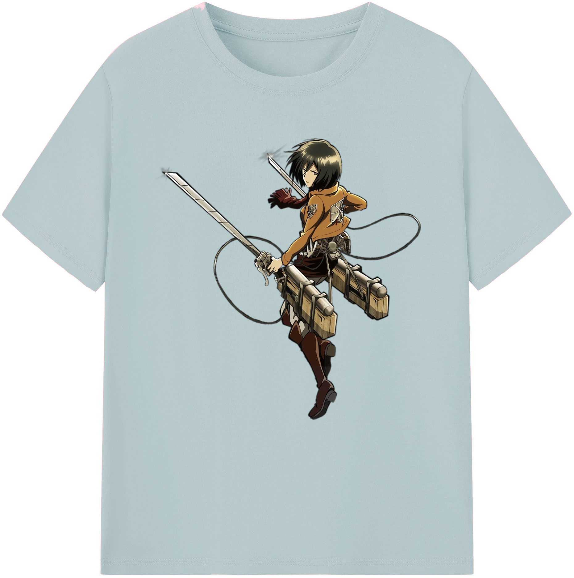 （画像用） 進撃の巨人 ミカサ·アッカーマン Attack on Titan Mikasa Ackerman 綿100％半袖Tシャツ（フロントプリント）